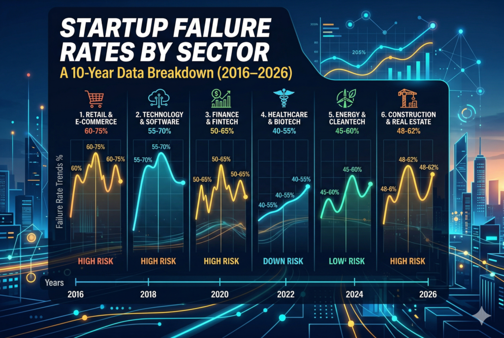 Startup Failure Rates by Sector A 10-Year Data Breakdown (2016–2026)